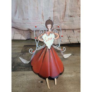 Pilgrim girl flower basket swen pat decor figure fall